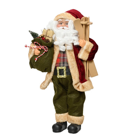 Statuetta con babbo natale con pacchi regalo e slitta decorazione per interno h 45 cm