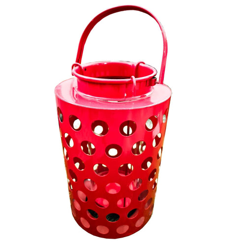 Lanterna porta candela in metallo traforato appendibile da esterno ed interno