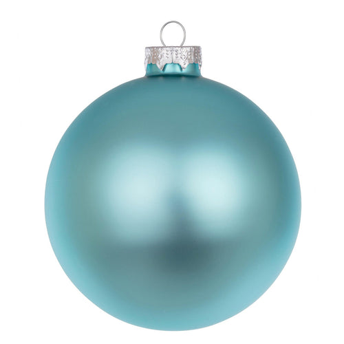 Palline per albero di Natale in vetro decorate color Celeste Puro Opaco