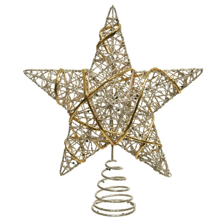 Puntale per albero di Natale con stella decorazione e addobbo da 22 cm