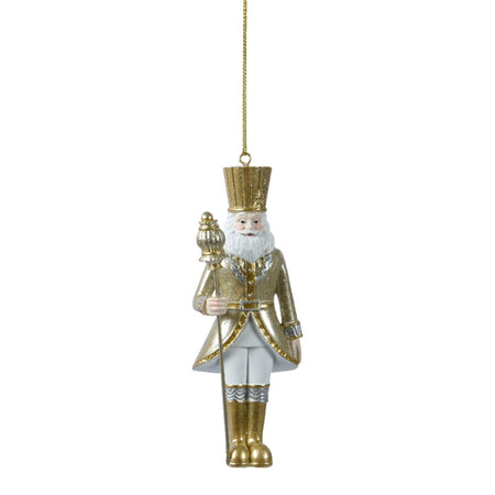 Pendente a forma di Soldato in poliresina, color Oro, per Albero di Natale h 13 cm