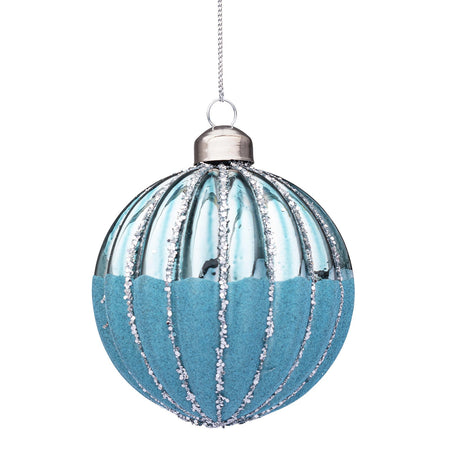 Palline per albero di Natale in vetro decorate color Azzurro