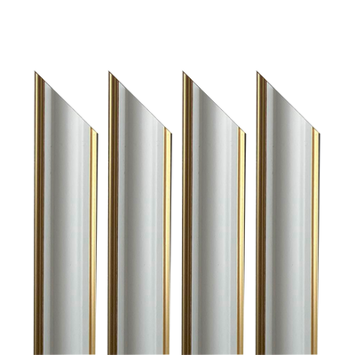 4 barre intere PRETAGLIATE AD ANGOLO per Bugna Boiserie in polimeri linea GOLD (doppio filo oro) ral 9010 varie dimensioni