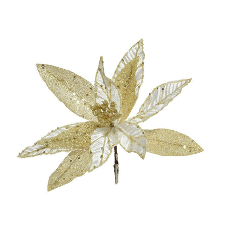 Fiore decorativo in poliestere oro, decorazione da 28 cm