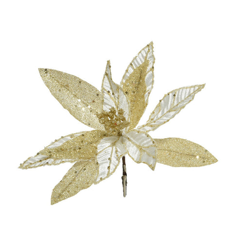 Fiore decorativo in poliestere oro, decorazione da 28 cm