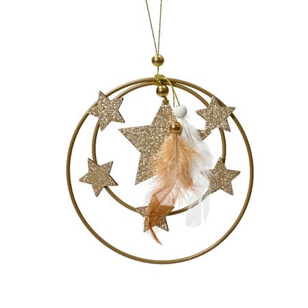 Pendaglio oro con stella e albero di natale decorazione natalizia , 2 pezzi