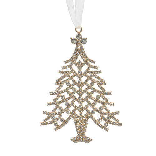 Pendaglio oro e argento a forma di albero di natale decorazione natalizia h 10 cm