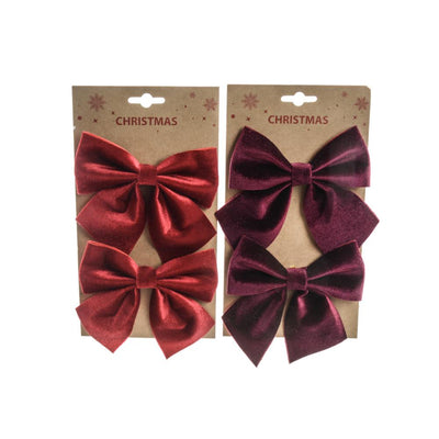 Set 2 fiocchi in velluto 13X14Xh.6 cm colori assortiti - Mercury 53633MEY