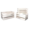 Set 3 Cassette decorative in legno con doghe contenitore porta oggetti