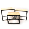 Set 3 Tavolini in metallo e Legno per arredamento interno ed esterno