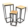 Set 3 Tavolini in metallo e Legno per arredamento interno ed esterno