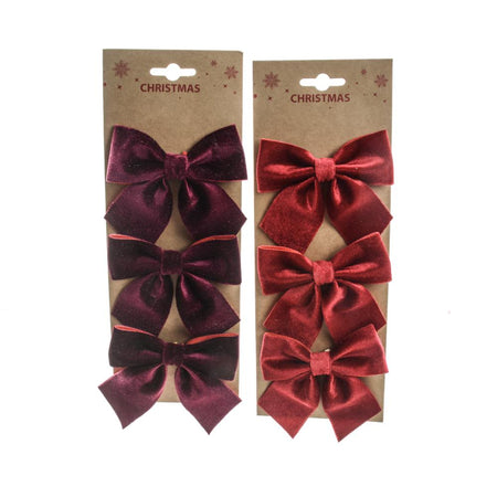 Set 3 fiocchi in velluto 10X11Xh.4 cm colori assortiti - Mercury 53626MEY