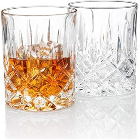 Set Bottiglia decanter da Whisky con 6 bicchieri in vetro intagliato 900 ml