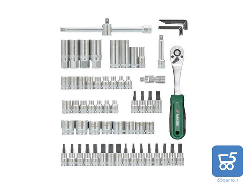 Set Chiave a Bussola PARKSIDE 65 Pezzi Brugola Giunto Cardanico Cricchetti In valigetta - Prodotto esposto in negozio