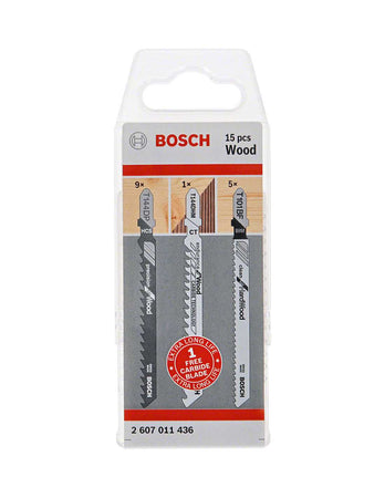 Set di 15 Lame per seghetto alternativo per legno BOSCH (2 607 011 436)
