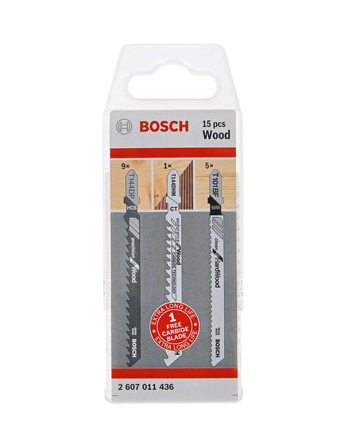 Set di 15 Lame per seghetto alternativo per legno BOSCH (2 607 011 436)
