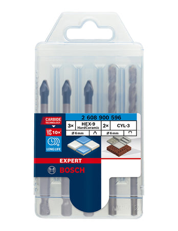 Set di 5 punte BOSCH EXPERT HEX-9 HardCeramic (2 608 900 596)