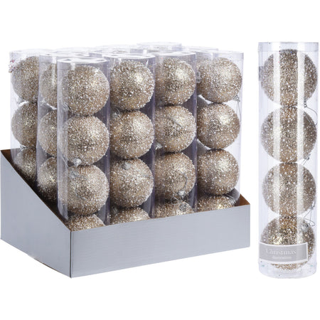 4 palline per albero di natale Champagne Ø 8 cm pendaglio decorato