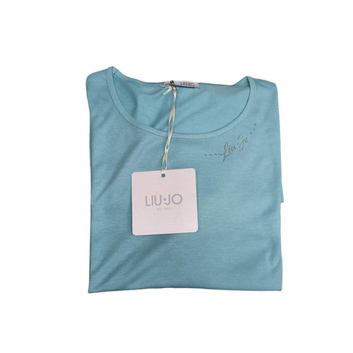 Camicia da notte donna Liu Jo DL0201 46, girocollo, manica corta, in cotone e modal, Made in Italy