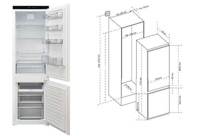 Sharp sj-be235e2xs frigorifero combinato h.177, total no-frost, 233 litri, classe e