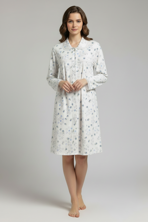 Silvia Camicia da notte flanella per signora con colletto invernale 100% cotone 2512S40