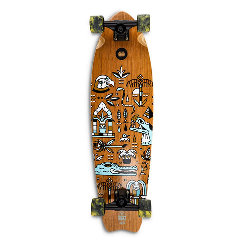 Skateboard Cruiser Ghettoblaster Teak Geroglific Fidh tail 33 -9,5