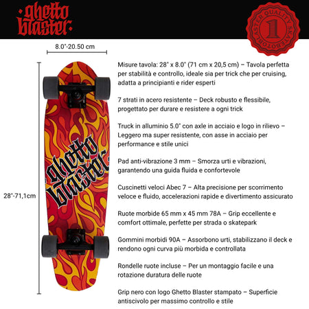 Skateboard Ghettoblaster Cruiser Flame 28.0"