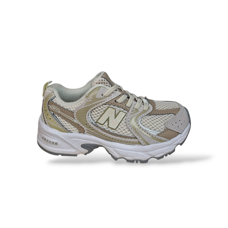 Sneakers bambino New Balance 530 beige bianche laccio