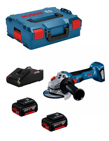 Smerigliatrice Angolare BOSCH GWS 18V-8 125mm (2 x 4,0 Ah + GAL18V-40 + L-Boxx 136)
