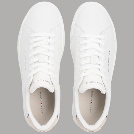 Sneakers in Pelle Bianche Scarpe Tommy Hilfiger con Dettaglio Beige
