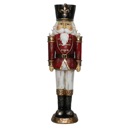 Statuetta decorativa in poliresina Soldatino schiaccianoci natalizio con Led h 47 cm