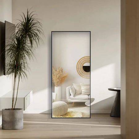 Specchio Figura Intera Da Terra Con Profili Neri 165x55 - Shopbagno.it