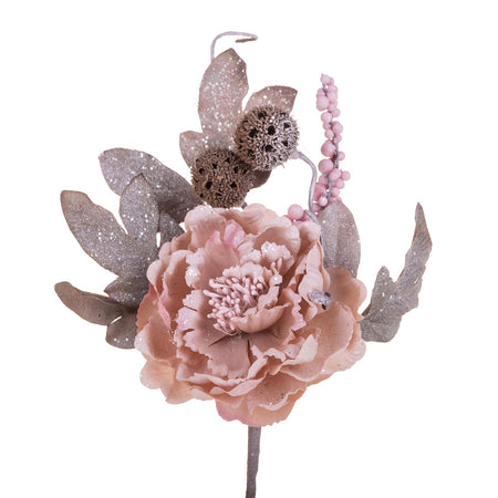 Spillone "Peonia" chiudi pacco per Alberi e Ghirlande natalizie h 23 cm
