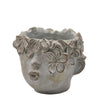 Statua decorativa Faces testa con vaso da giardino per veranda in Cemento
