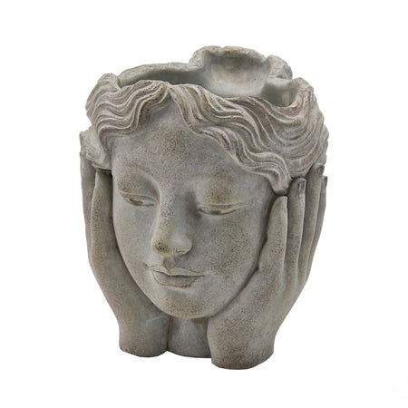 Statua decorativa "Faces" testa con vaso da giardino per veranda in Cemento