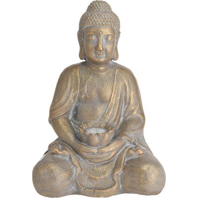 Statua decorativa in poli resina Buddha in meditazione con luce solare per esterno