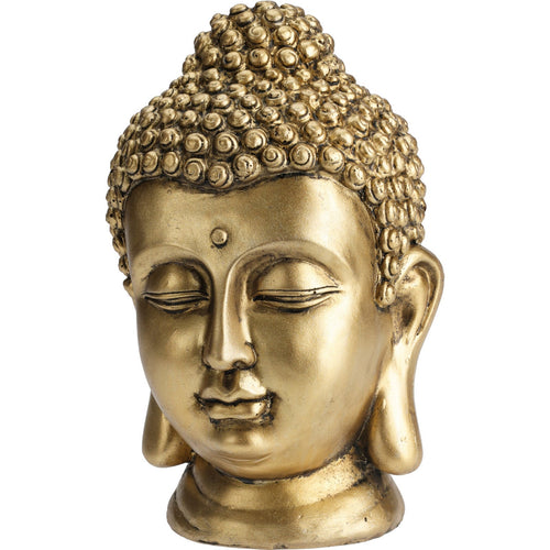 Statua decorativa in poliresina Testa Buddha per veranda e giardino h 23 cm