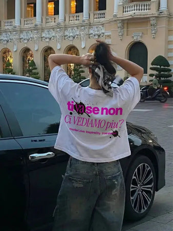 T-Shirt Cropped Donna Made in Italy Intention - 100% Cotone 180g