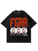 T-Shirt Nera 220gr Fear Oversize Cotone Made in Italy