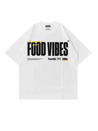 T-Shirt Bianca Boxy Fit Horda x Billis Food Vibes| Made in Italy