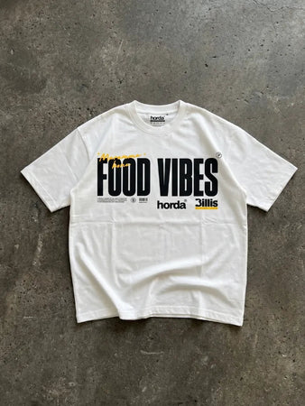 T-Shirt Bianca Boxy Fit Horda x Billis Food Vibes| Made in Italy