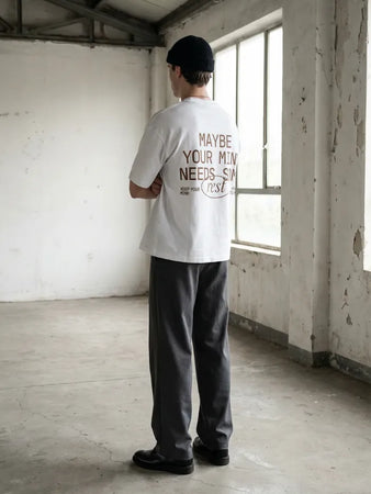 T-Shirt Bianca Rest Boxy Fit 100% Cotone