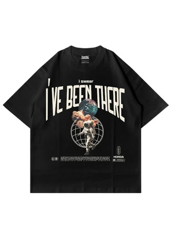 T-Shirt nera 220gr Oversize Cotone Made in Italy - Astro