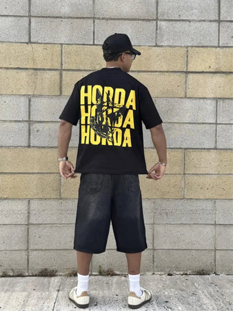 T-shirt Urban Outfitters oversized Tee Nera 100% Cotone Boxy Fit Horda X3 Horda Brand Streetwear