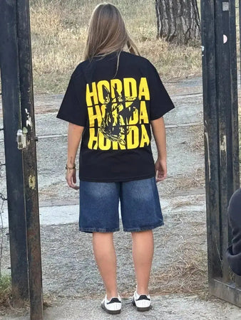 T-shirt Urban Outfitters oversized Tee Nera 100% Cotone Boxy Fit Horda X3 Horda Brand Streetwear