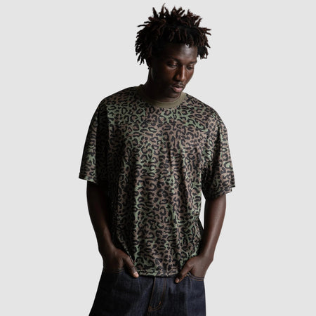 T-shirt Wasted Paris Boxy Cheetah Mesh khaki