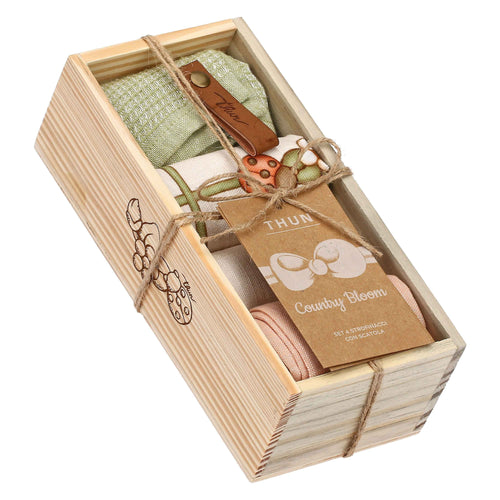 THUN® Set 4 strofinacci con scatola in legno Country Bloom 2504S26