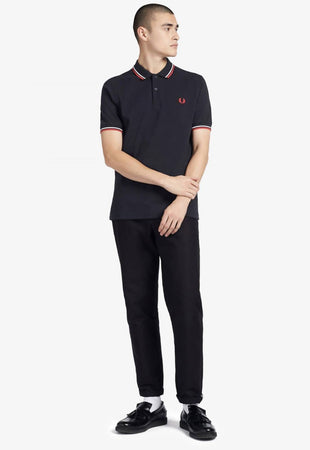 Fred Perry Polo Con Doppia Riga Uomo Slim Fit Polo Maniche Corte Con Colletto