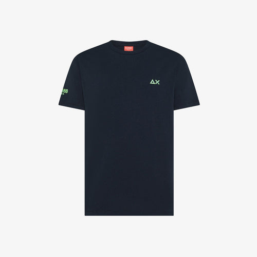 T-shirt uomo Sun68 blu navy in cotone con logo ricamato