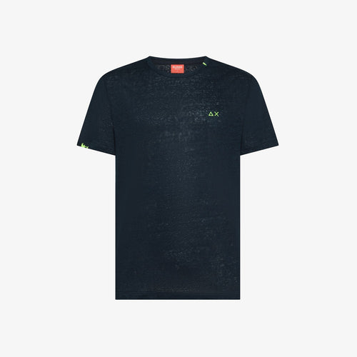 T-shirt uomo Sun68 blu navy special dyed in cotone con ricamo a contrasto